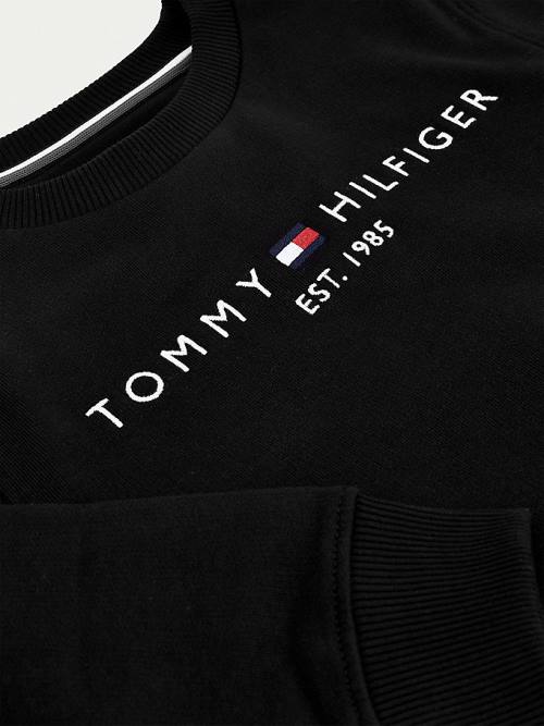 Tommy Hilfiger Essential Logo Pulóver Fiú Fekete | TH517MBL