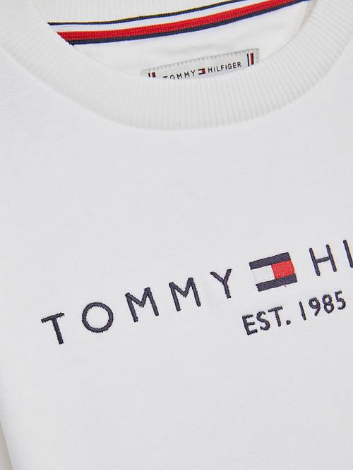 Tommy Hilfiger Essential Logo Pulóver Fiú Fehér | TH682BCL