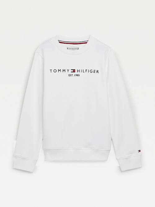 Tommy Hilfiger Essential Logo Pulóver Fiú Fehér | TH682BCL