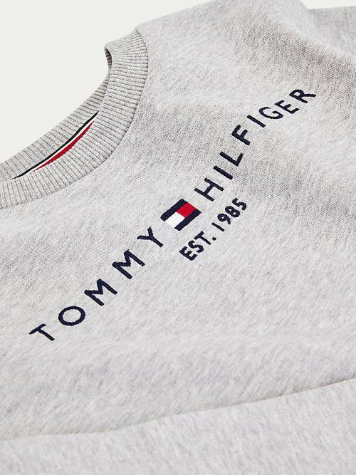 Tommy Hilfiger Essential Logo Pulóver Fiú Szürke | TH726TIA