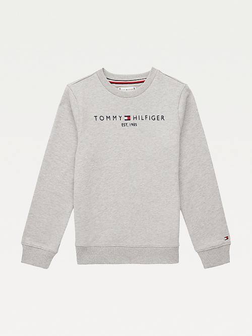 Tommy Hilfiger Essential Logo Pulóver Fiú Szürke | TH726TIA