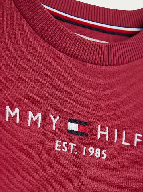 Tommy Hilfiger Essential Logo Pulóver Fiú Piros | TH853KFA