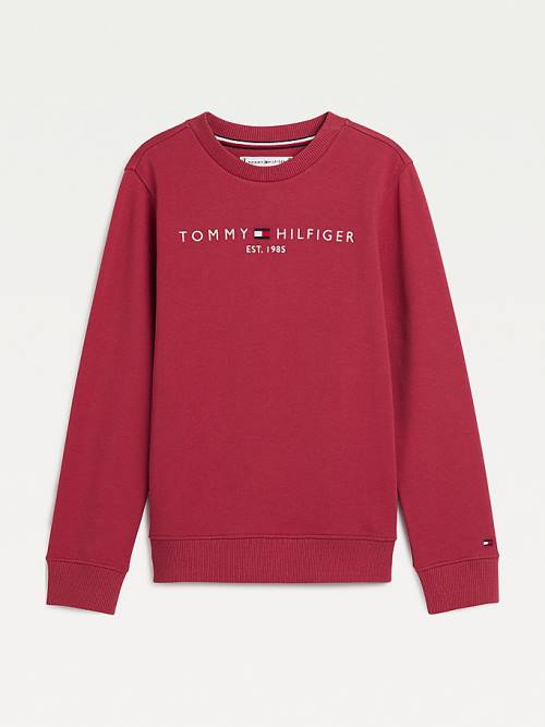 Tommy Hilfiger Essential Logo Pulóver Fiú Piros | TH853KFA