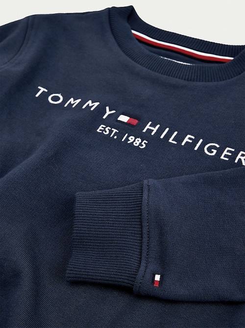 Tommy Hilfiger Essential Logo Pulóver Fiú Kék | TH940KHZ