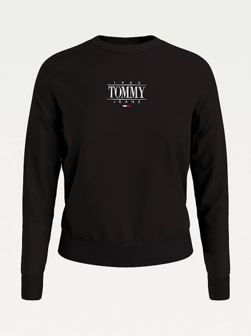 Tommy Hilfiger Essential Logo Pulóver Női Fekete | TH691XEH