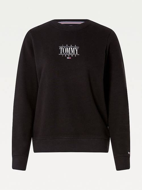 Tommy Hilfiger Essential Logo Pulóver Női Fekete | TH691XEH