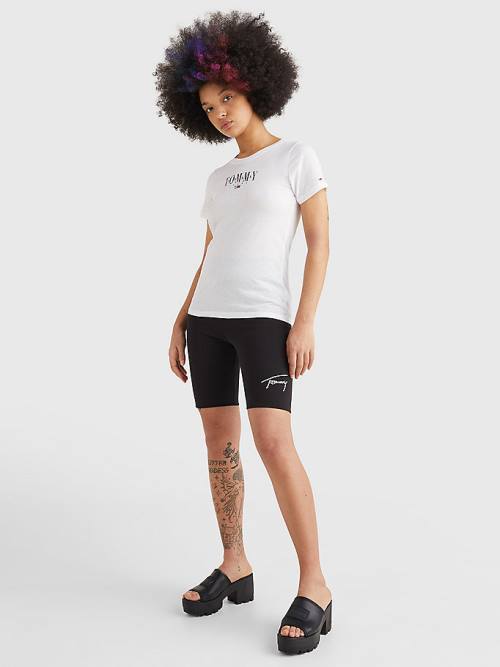 Tommy Hilfiger Essential Logo Skinny Fit Póló Női Fehér | TH049PVW