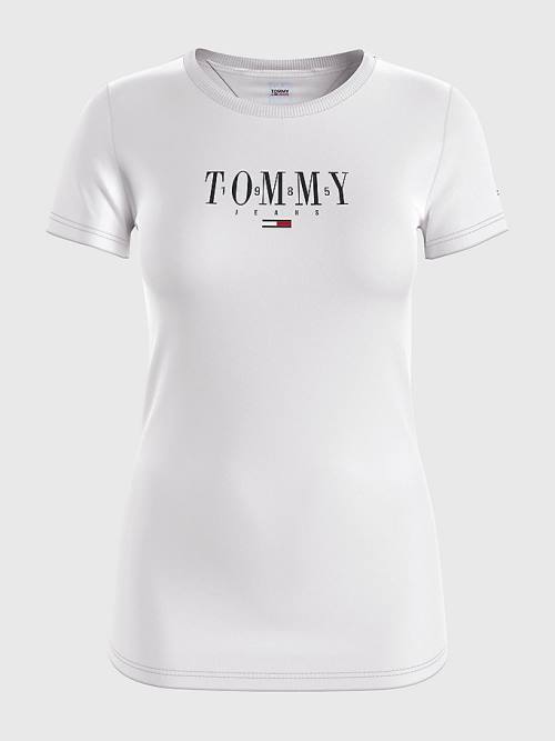 Tommy Hilfiger Essential Logo Skinny Fit Póló Női Fehér | TH049PVW