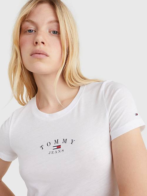 Tommy Hilfiger Essential Logo Skinny Fit Póló Női Fehér | TH169GXF