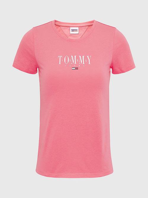 Tommy Hilfiger Essential Logo Skinny Fit Póló Női Rózsaszín | TH945LDT