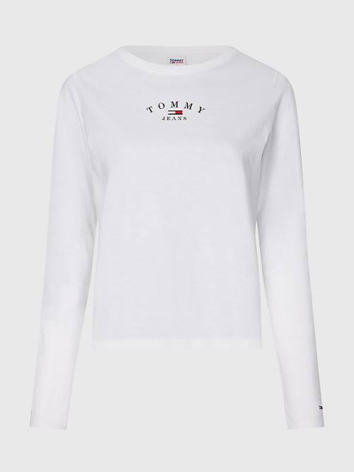 Tommy Hilfiger Essential Logo Slim Fit Long Sleeve Póló Női Fehér | TH347GEA