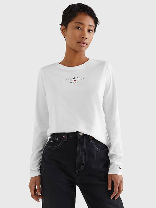 Tommy Hilfiger Essential Logo Slim Fit Long Sleeve Póló Női Fehér | TH347GEA