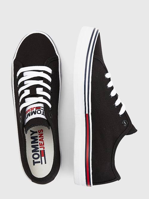 Tommy Hilfiger Essential Low-Top Vászon Tornacipő Női Fekete | TH016MDQ