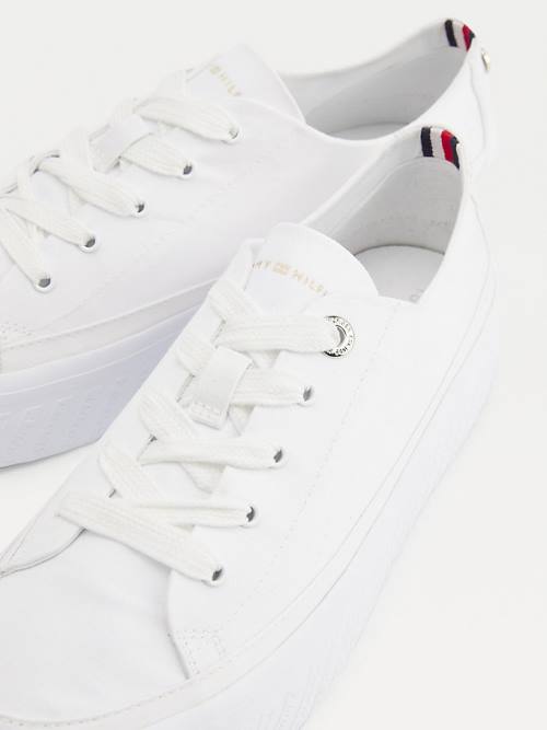 Tommy Hilfiger Essential Monochrome Vulcanised Flatform Tornacipő Női Fehér | TH458URK