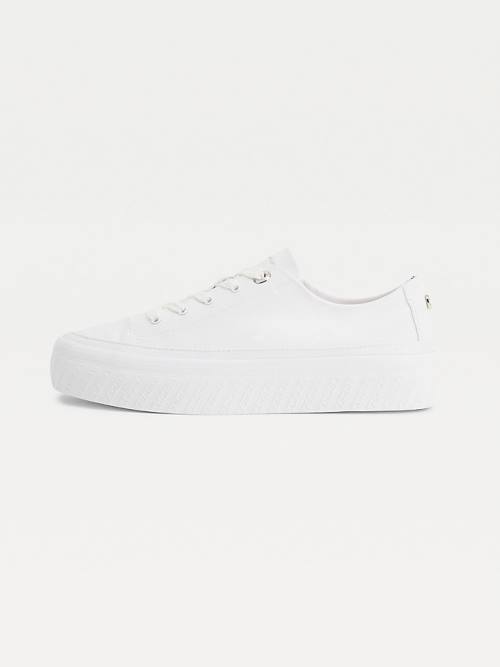 Tommy Hilfiger Essential Monochrome Vulcanised Flatform Tornacipő Női Fehér | TH458URK