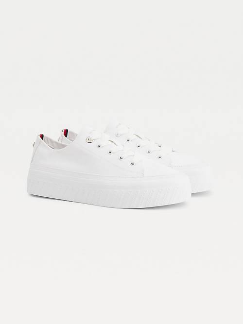 Tommy Hilfiger Essential Monochrome Vulcanised Flatform Tornacipő Női Fehér | TH458URK