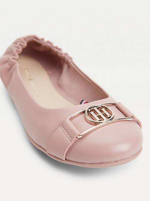 Tommy Hilfiger Essential Monogram Bőr Balerina Cipő Női Rózsaszín | TH805GUQ