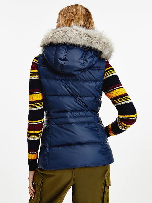 Tommy Hilfiger Essential Monogram Down-Filled Vest Dzseki Női Kék | TH479XTK