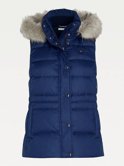 Tommy Hilfiger Essential Monogram Down-Filled Vest Dzseki Női Kék | TH479XTK