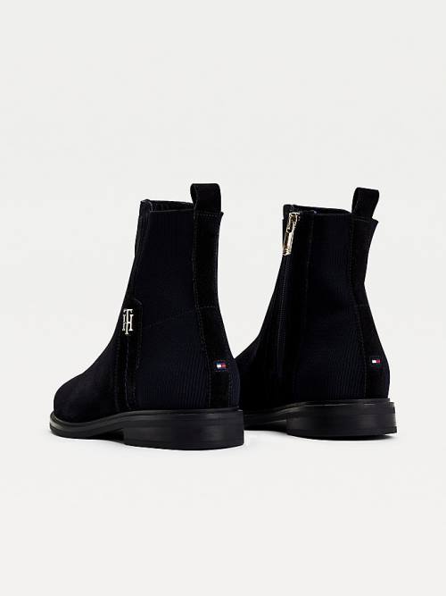 Tommy Hilfiger Essential Monogram Plaque Velúr Ankle Bakancs Női Kék | TH634FKC