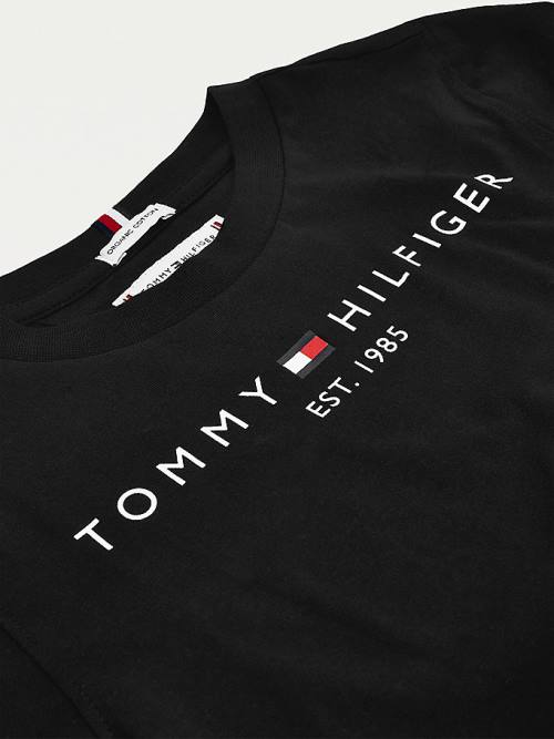 Tommy Hilfiger Essential Organic Pamut Logo Póló Fiú Fekete | TH283XND