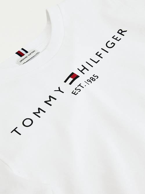 Tommy Hilfiger Essential Organic Pamut Logo Póló Lány Fehér | TH369KAI