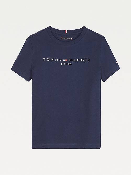 Tommy Hilfiger Essential Organic Pamut Logo Póló Lány Kék | TH370FYR