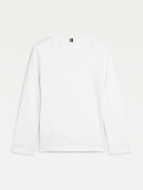 Tommy Hilfiger Essential Organic Pamut Long Sleeve Póló Fiú Fehér | TH487KNY