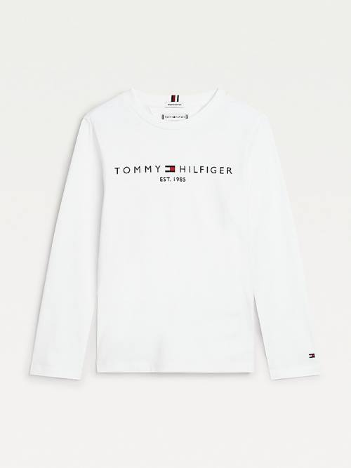 Tommy Hilfiger Essential Organic Pamut Long Sleeve Póló Fiú Fehér | TH487KNY