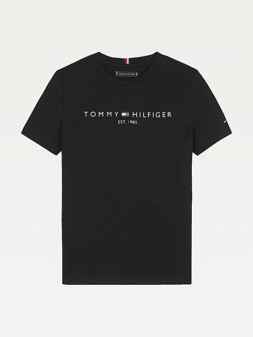 Tommy Hilfiger Essential Organic Pamut Logo Póló Lány Fekete | TH687VPW