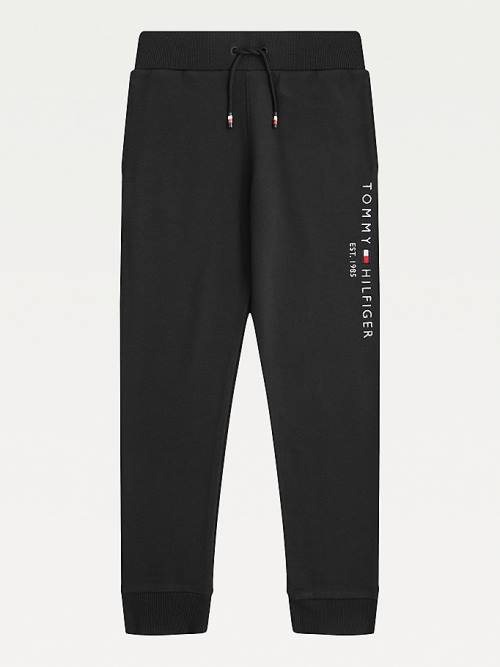 Tommy Hilfiger Essential Organic Pamut Logo Joggers Nadrág Fiú Fekete | TH712PAW