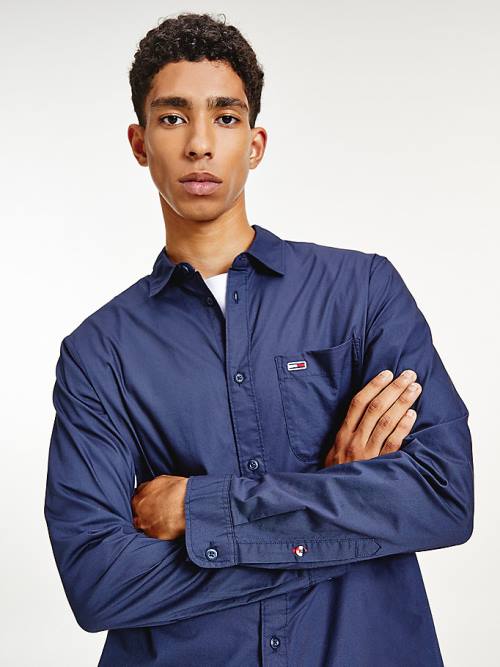 Tommy Hilfiger Essential Organic Pamut Poplin Ingek Férfi Kék | TH208CVZ