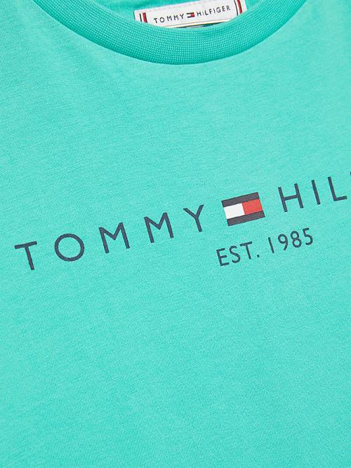 Tommy Hilfiger Essential Organic Pamut Póló Lány Zöld | TH257XOH