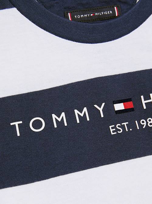 Tommy Hilfiger Essential Organic Pamut Stripe Póló Fiú Kék | TH216YMZ