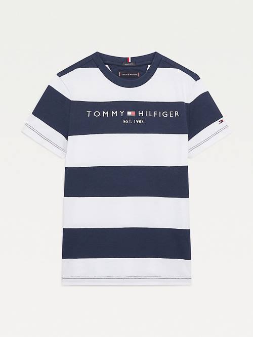 Tommy Hilfiger Essential Organic Pamut Stripe Póló Fiú Kék | TH216YMZ