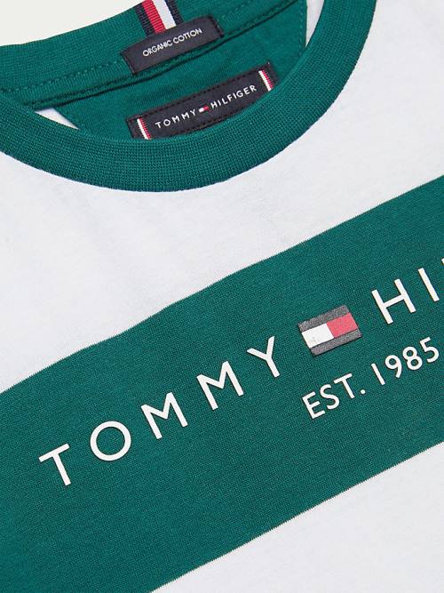 Tommy Hilfiger Essential Organic Pamut Stripe Póló Fiú Zöld | TH742AVZ