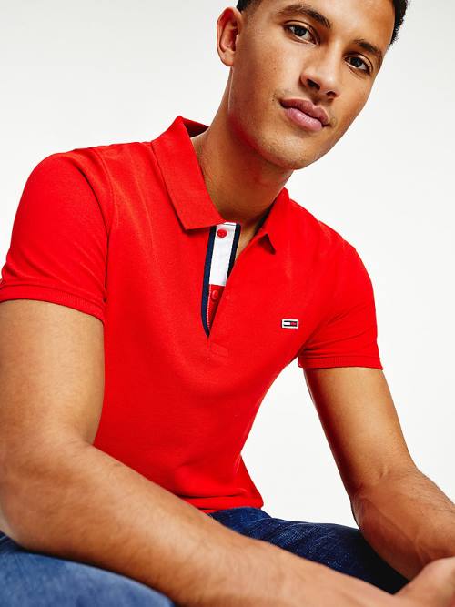 Tommy Hilfiger Essential Organic Pamut Slim Fit Póló Férfi Piros | TH762LER