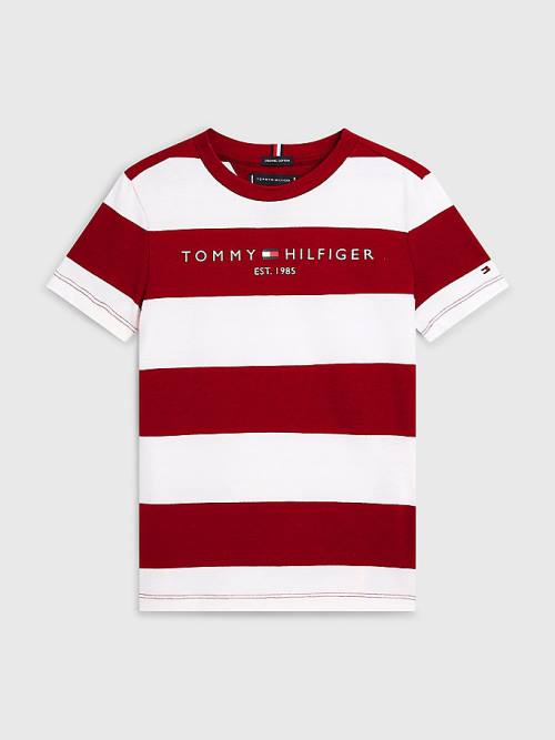 Tommy Hilfiger Essential Organic Pamut Stripe Póló Fiú Piros | TH856JCS