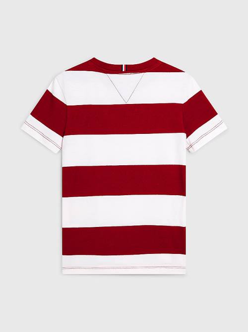 Tommy Hilfiger Essential Organic Pamut Stripe Póló Fiú Piros | TH856JCS