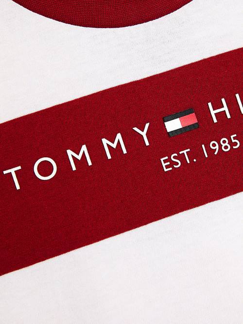 Tommy Hilfiger Essential Organic Pamut Stripe Póló Fiú Piros | TH856JCS