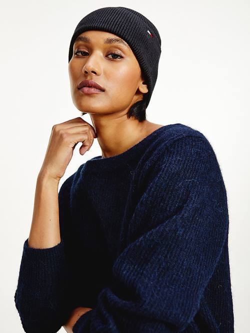 Tommy Hilfiger Essential Pamut Cashmere Beanie Kalap Női Kék | TH362OTI