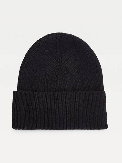 Tommy Hilfiger Essential Pamut Cashmere Beanie Kalap Női Fekete | TH528TOD