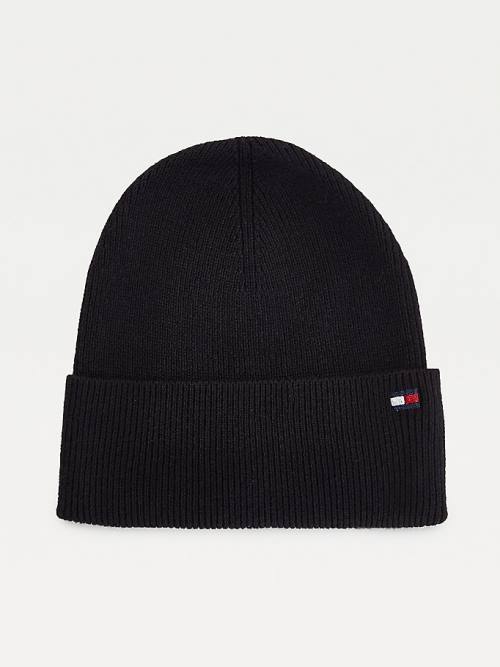 Tommy Hilfiger Essential Pamut Cashmere Beanie Kalap Női Fekete | TH528TOD