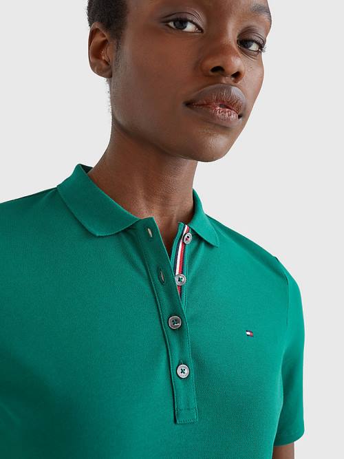 Tommy Hilfiger Essential Placket Detail Póló Női Zöld | TH087ARP