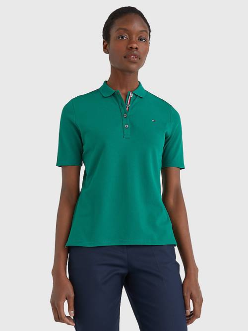 Tommy Hilfiger Essential Placket Detail Póló Női Zöld | TH087ARP