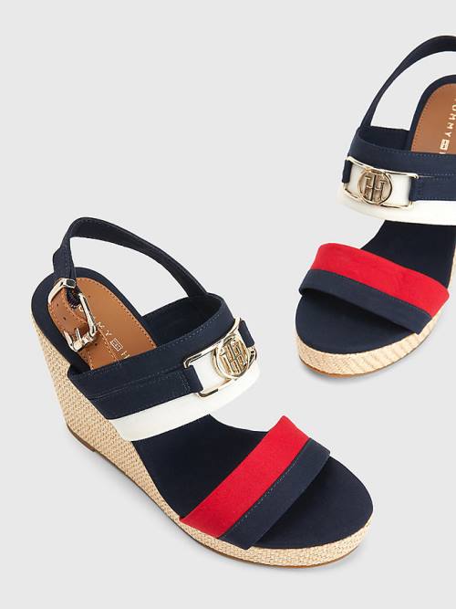 Tommy Hilfiger Essential Plaque High Éktalpú Heels Szandál Női Kék | TH391SNR