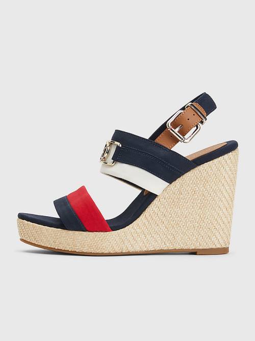 Tommy Hilfiger Essential Plaque High Éktalpú Heels Szandál Női Kék | TH391SNR