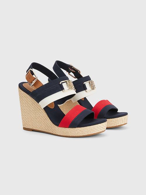 Tommy Hilfiger Essential Plaque High Éktalpú Heels Szandál Női Kék | TH391SNR