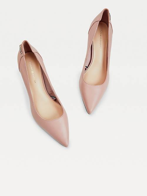 Tommy Hilfiger Essential Pointed Low Bőr Pumps Magassarkú Női Rózsaszín | TH167GEX