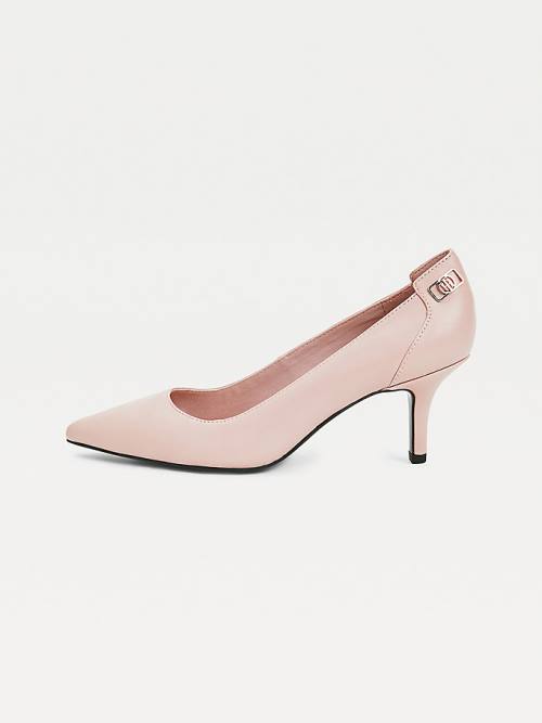 Tommy Hilfiger Essential Pointed Low Bőr Pumps Magassarkú Női Rózsaszín | TH167GEX